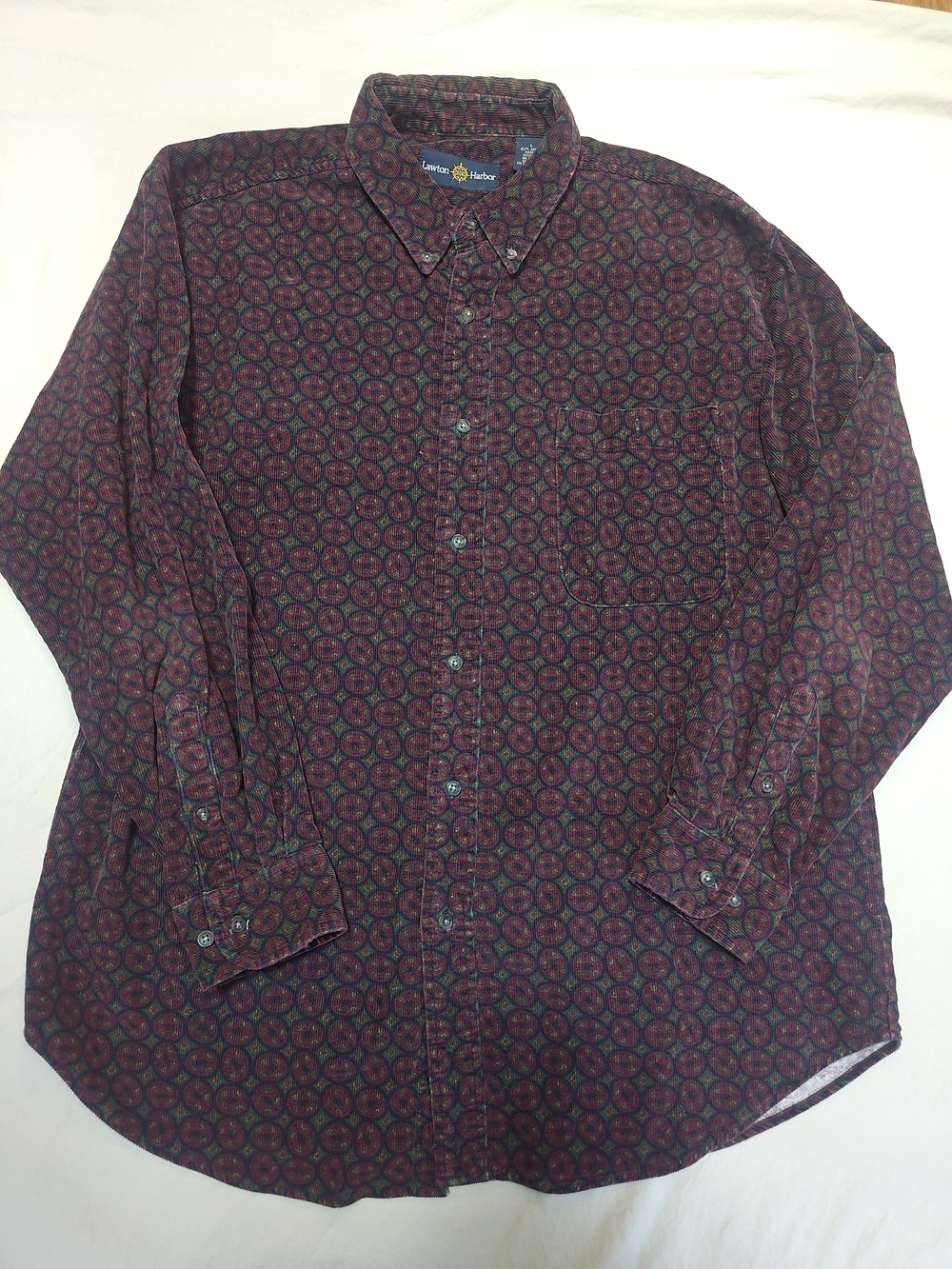 Lawton Harbor Men's Burgundy Patterned Button-Down Shirt
